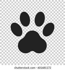 Paw print icon vector illustration isolated on isolated background. Dog, cat, bear paw symbol flat pictogram.