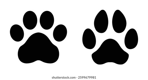 Paw print icon vector isolated on white