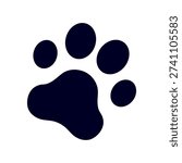 Paw print icon vector, minimal flat outline design representing animals, pets, wildlife, and tracking.