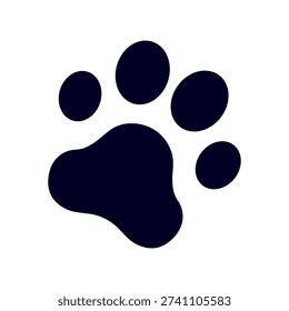 Paw print icon vector, minimal flat outline design representing animals, pets, wildlife, and tracking.