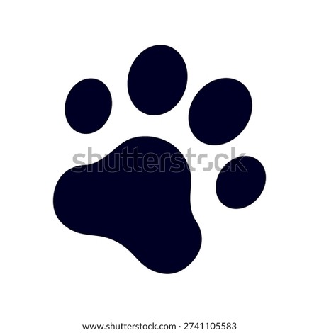 Paw print icon vector, minimal flat outline design representing animals, pets, wildlife, and tracking.