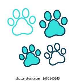 Paw print icon vector on white background