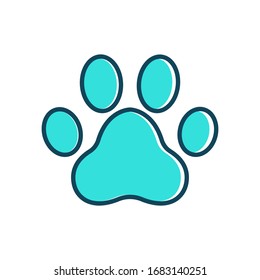Paw print icon vector on white background