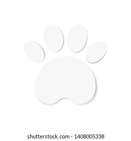 Paw print icon. White sticker