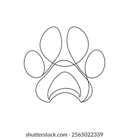 Paw Print Line Art. continuous line art paw