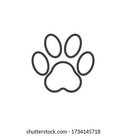 Paw Print line icon. linear style sign for mobile concept and web design. Animal paw outline vector icon. Symbol, logo illustration. Vector graphics