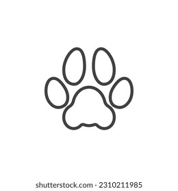 Icono de la línea de impresión. signo de estilo lineal para concepto móvil y diseño web. Icono de vector de contorno de huella de mascota. Símbolo, ilustración del logotipo. Gráficos vectoriales