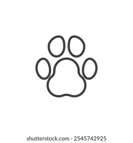 Paw print line icon. linear style sign for mobile concept and web design. Paw print outline vector icon. Pet section, animal supplies symbol, logo illustration. Vector graphics