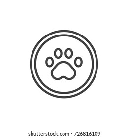 Paw Print Line Icon, Outline Vector Sign, Linear Style Pictogram Isolated On White. Symbol, Logo Illustration. Editable Stroke