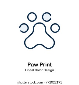 Paw Print Lineal Color Vector Illustrations