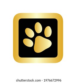 Paw print logo icon golden vector illustration 