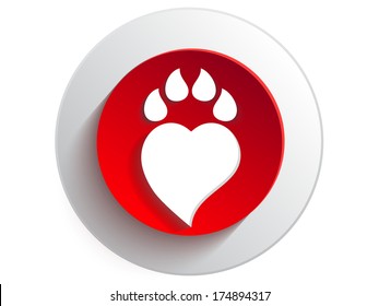 Paw print love  background.Vector