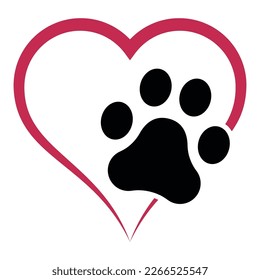 Paw Print In Love Heart