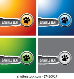 paw print multicolored ripped banners