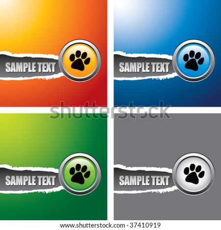 paw print multicolored ripped banners