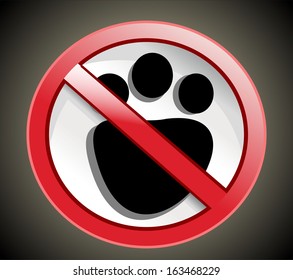 paw print with not allowed symbol - no pets allowed