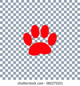 Paw Print  on transparent background. Red icon