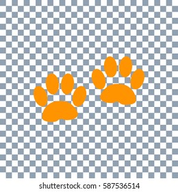 Paw Print on transparent background. Orange icon