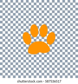 Paw Print on transparent background. Orange icon