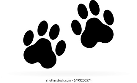 Paw print on white background. Paw print icon. Vector Illustration.