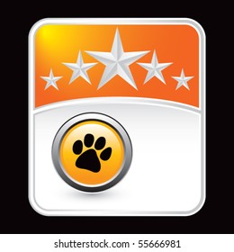 paw print orange star background