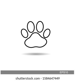 Paw print outline icon with white background.vector ilustration