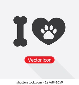 Paw Print Pet And Bone Icon,Love Dog Icon Vector Illustration Eps10
