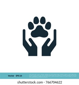 Paw Print Pet Care Icon Vector Logo Template Illustration Design. Vector EPS 10.