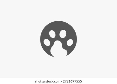 Logotipo de mascota en círculo con estampado de patas