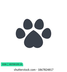 paw print pet icon love symbol logo template
