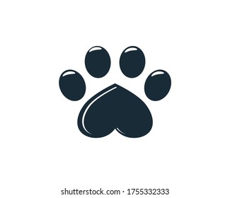 Paw Print Pet Love Icon Vector Logo Template Illustration Design