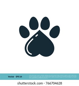 Paw Print Pet Love Icon Vector Logo Template Illustration Design. Vector EPS 10.