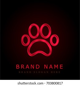 Paw print red chromium metallic logo