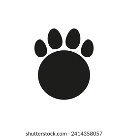 Paw print with round frame. Vector illustration.