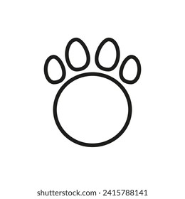 Paw print with round frame. Vector illustration.