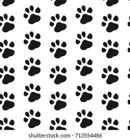 Paw print seamless. Dog and Cat footprint seamless pattern. Vector illustration. Eps 10.