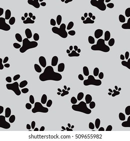 Paw print seamless pattern.