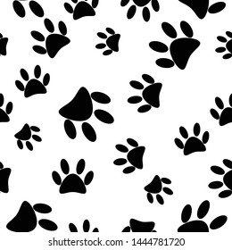 Paw print seamless pattern background icon.