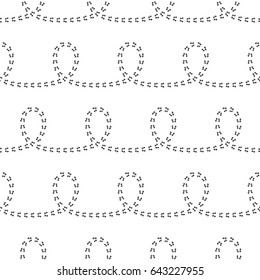 Paw print seamless pattern isolated on white background.