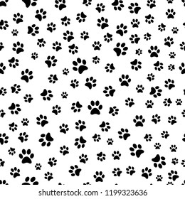Paw print seamless pattern. Traces of Cat Textile Pattern