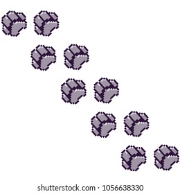 Paw print seamless pattern. Vector background. Pixel art style. 8bit. 