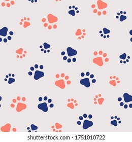 Paw print seamless pattern. Vector