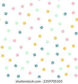 Paw print seamless pattern. Vector illustration
