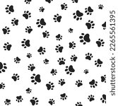 Paw print seamless. Texture, cute, pet, paw, footprint, puppy, cat, background,leg,silhouette,path,abstraction,graphics, cartoon,design,wallpaper,white background.Concept design. Vector illustration