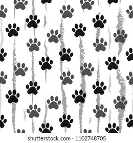 Paw print seamless. Traces of Cat Textile Pattern. Cat footprint seamless pattern. Vector seamless eps10