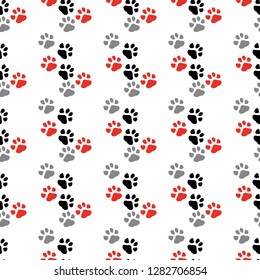 Paw print seamless. Traces of Cat Textile Pattern. Cat footprint seamless pattern. Vector seamless