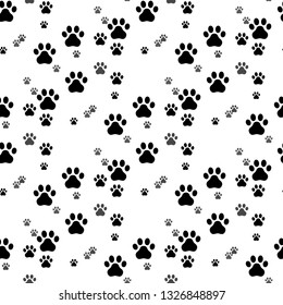 Paw print seamless. Traces of Cat Textile Pattern. Cat footprint seamless pattern. Vector seamless eps10