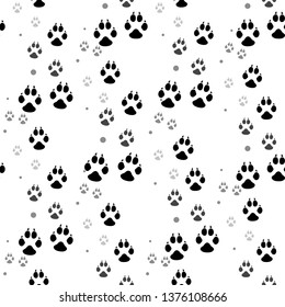 Paw print seamless. Traces of Cat Textile Pattern. Vector seamless