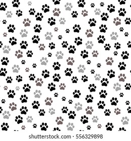 Paw print seamless. Traces of Cat Textile Pattern. Vector seamless