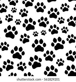 Paw print seamless. Traces of Cat Textile Pattern. Vector seamless